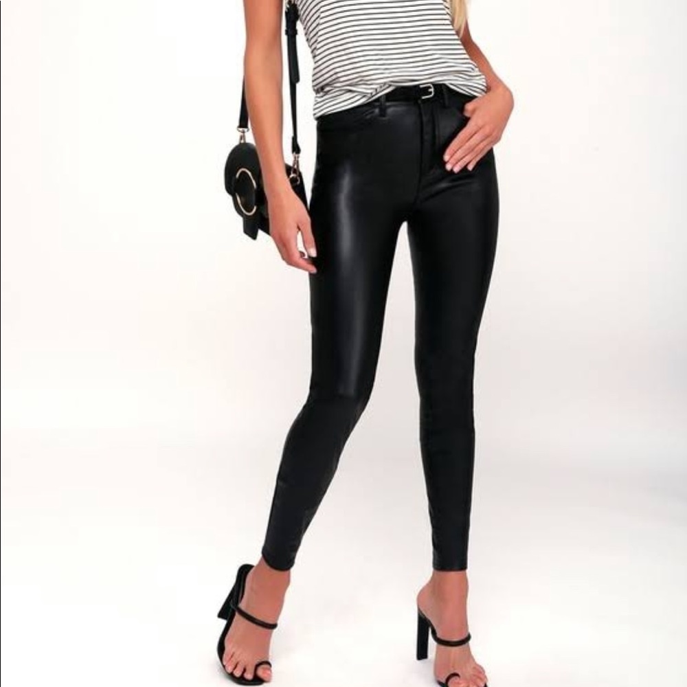 Free People Long Lean Faux Leather Pants (flaw*)